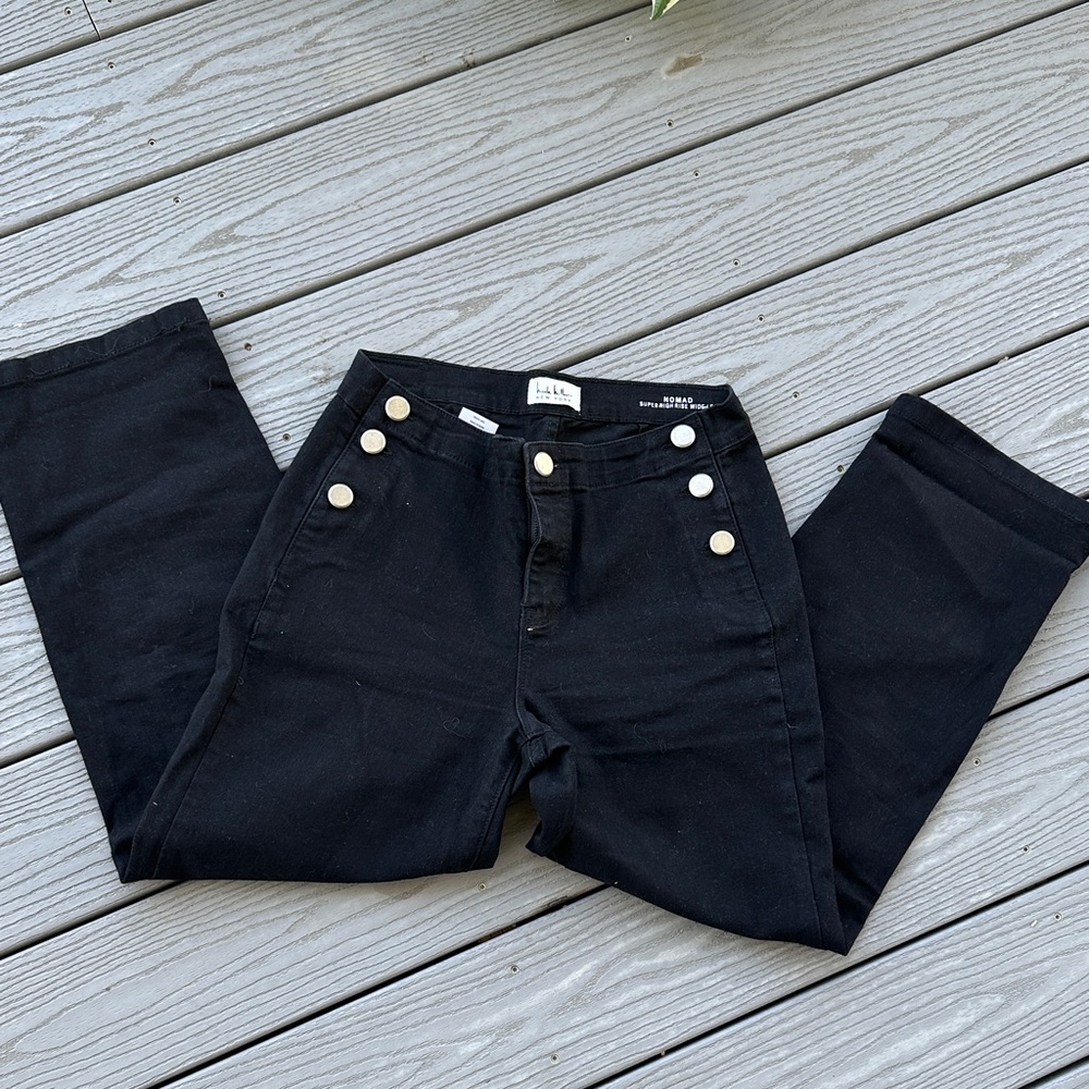 Black High-Waisted Pants with Buttons